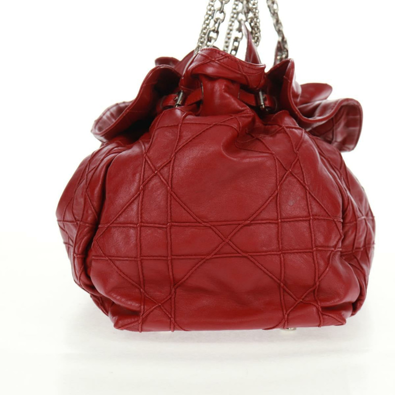 【日本直送】Christian Dior Canage 鏈條肩背包，皮革材質，紅色銀色，正品編號 166291-3