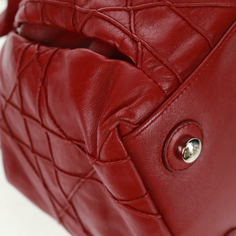 【日本直送】Christian Dior Canage 鏈條肩背包，皮革材質，紅色銀色，正品編號 166291-8