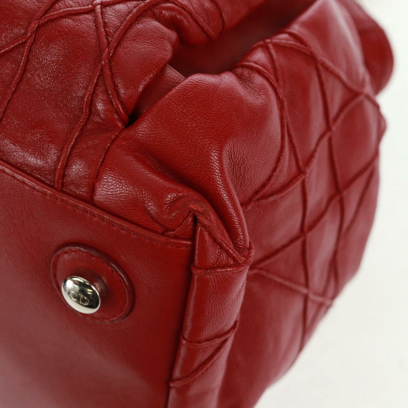 【日本直送】Christian Dior Canage 鏈條肩背包，皮革材質，紅色銀色，正品編號 166291-14