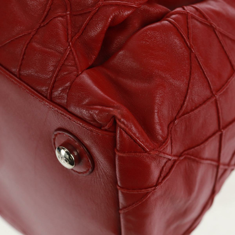 【日本直送】Christian Dior Canage 鏈條肩背包，皮革材質，紅色銀色，正品編號 166291-16