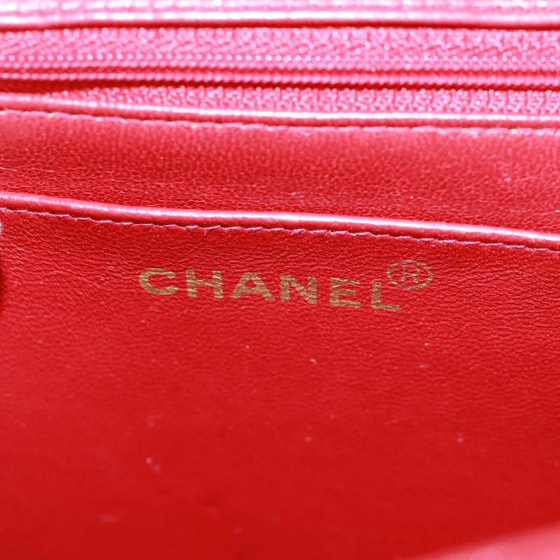 【日本直送】香奈兒 (CHANEL) 絎縫鏈條單肩包，羊皮材質，紅色，金色雙C標誌，正品編號 168176V-21