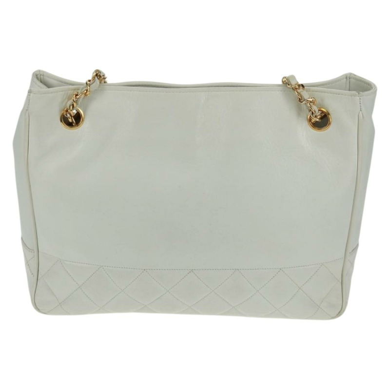 【日本直送】香奈兒 (CHANEL) 絎縫鏈條肩背包，羊皮材質，白色，金色，CC標誌，貨號168177V-1