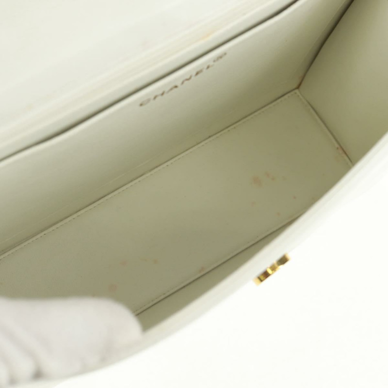 【日本直送】香奈兒 COCO 標誌鏈條肩背包 白色皮革 金色 CC 標誌 Auth 168138V-8