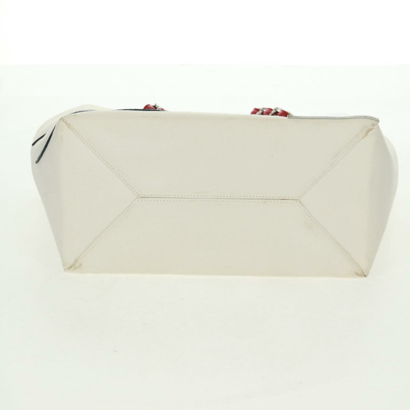 【日本直送】香奈兒 (CHANEL) 鏈條巧克力棒系列單背包 No5 帆布 白色 銀色 CC 標誌 Auth 168140V-5