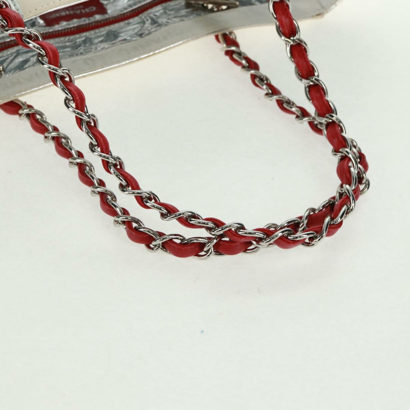 【日本直送】香奈兒 (CHANEL) 鏈條巧克力棒系列單背包 No5 帆布 白色 銀色 CC 標誌 Auth 168140V-6