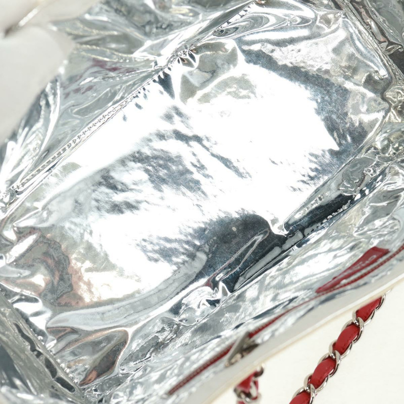 【日本直送】香奈兒 (CHANEL) 鏈條巧克力棒系列單背包 No5 帆布 白色 銀色 CC 標誌 Auth 168140V-8