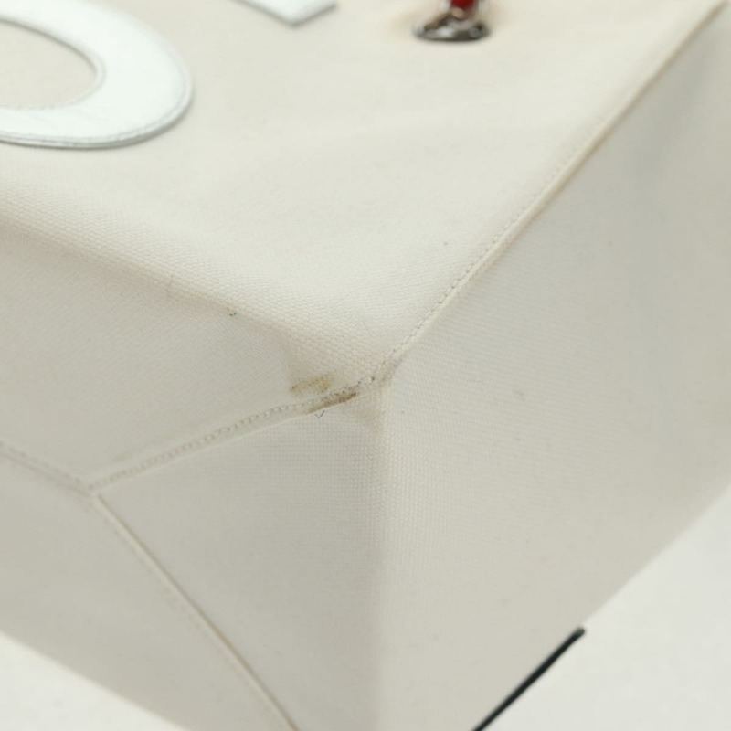 【日本直送】香奈兒 (CHANEL) 鏈條巧克力棒系列單背包 No5 帆布 白色 銀色 CC 標誌 Auth 168140V-17