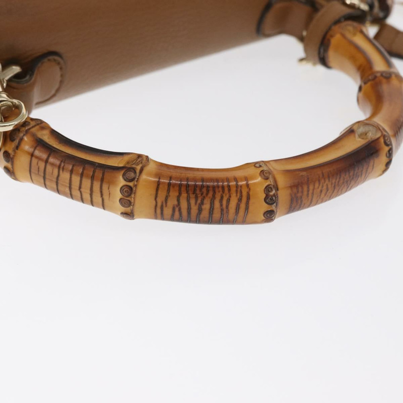 【日本直送】GUCCI 新款竹編手提包 皮革 兩用 棕色/金色 254884 正品 hk3362V-6