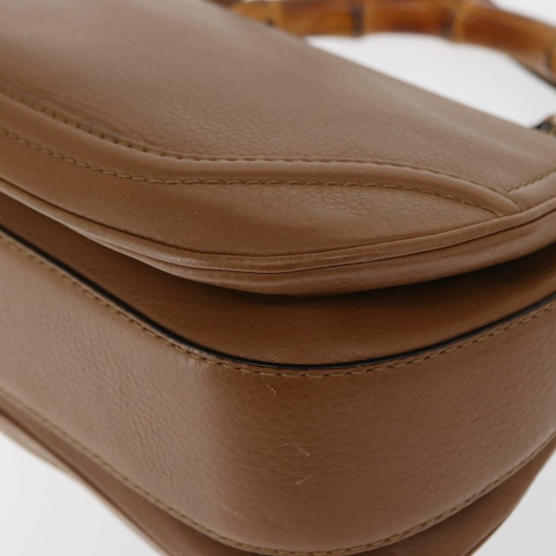 【日本直送】GUCCI 新款竹編手提包 皮革 兩用 棕色/金色 254884 正品 hk3362V-18