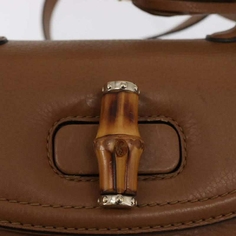 【日本直送】GUCCI 新款竹編手提包 皮革 兩用 棕色/金色 254884 正品 hk3362V-19