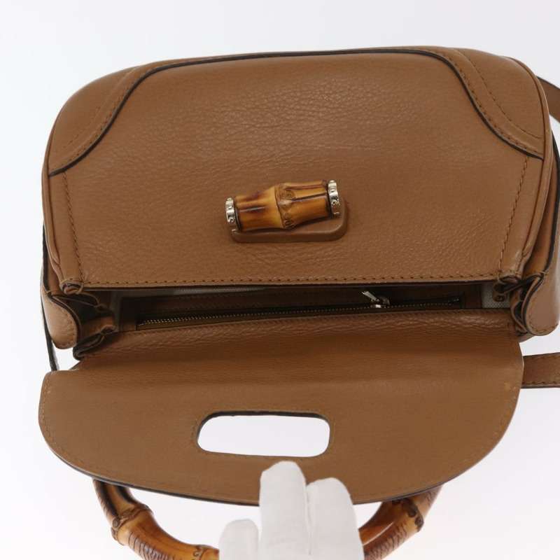 【日本直送】GUCCI 新款竹編手提包 皮革 兩用 棕色/金色 254884 正品 hk3362V-23