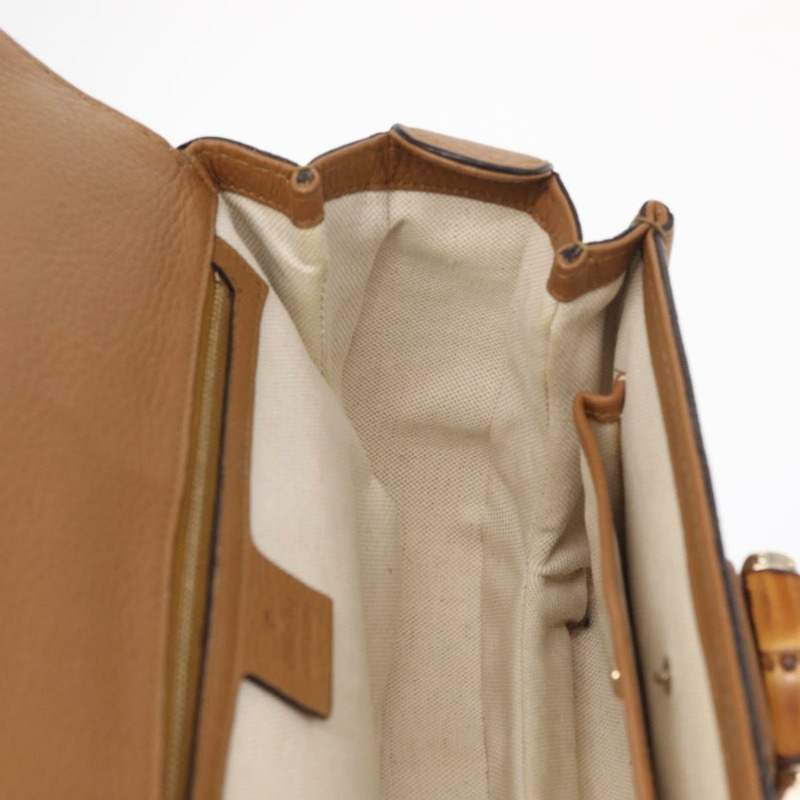 【日本直送】GUCCI 新款竹編手提包 皮革 兩用 棕色/金色 254884 正品 hk3362V-25