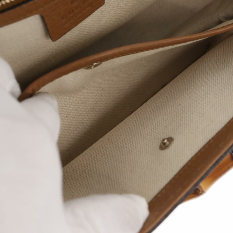 【日本直送】GUCCI 新款竹編手提包 皮革 兩用 棕色/金色 254884 正品 hk3362V-29