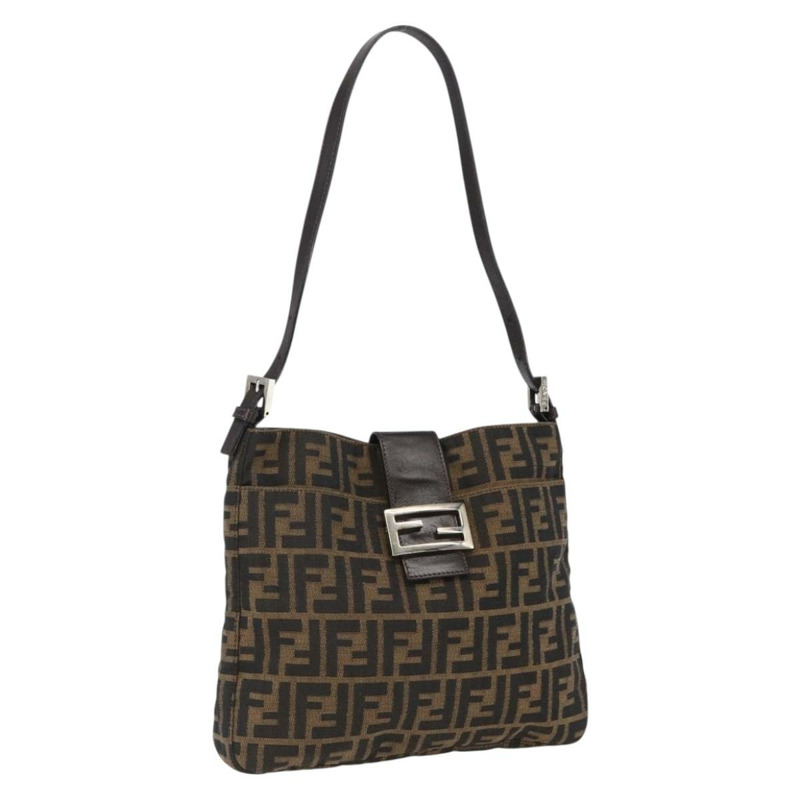 【日本直送】FENDI Zucca帆布單肩包 黑色 棕色 銀色 正品 ep12966V-0