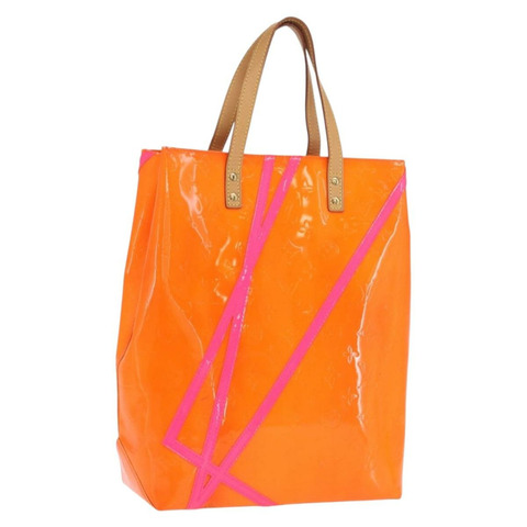 路易威登 Monogram Vernis Fluo Reade MM 手袋 橙粉色 M91902 正品 169293V