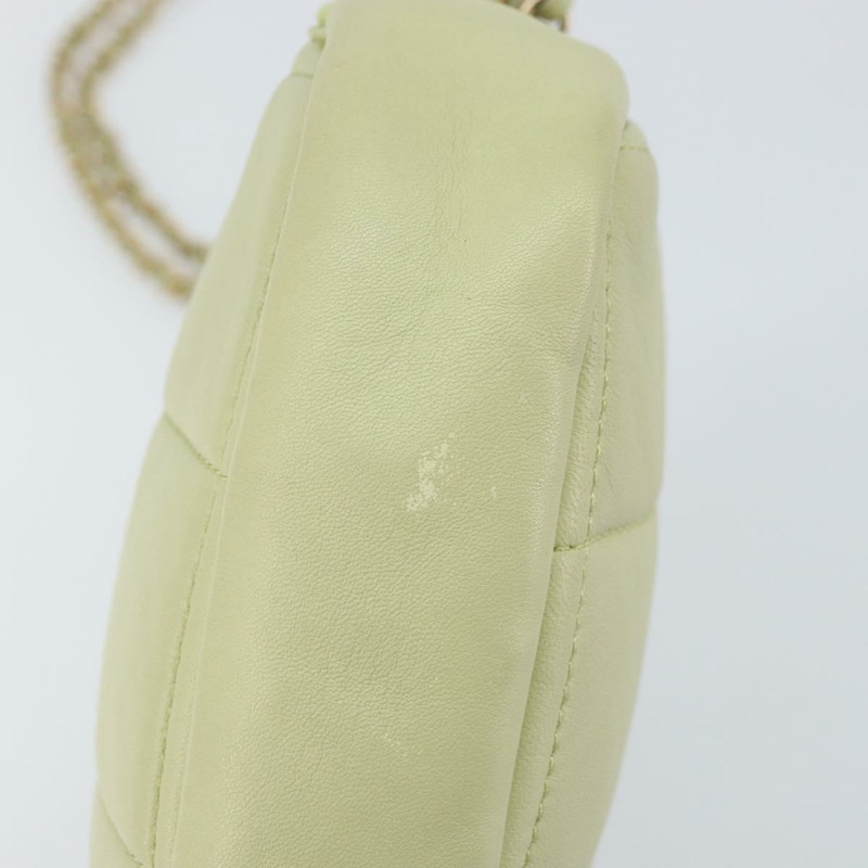 【日本直送】香奈兒 (CHANEL) 絎縫鏈條單肩包 羊皮 青檸綠 金色 CC 標誌 正品 BA10323SAV-8