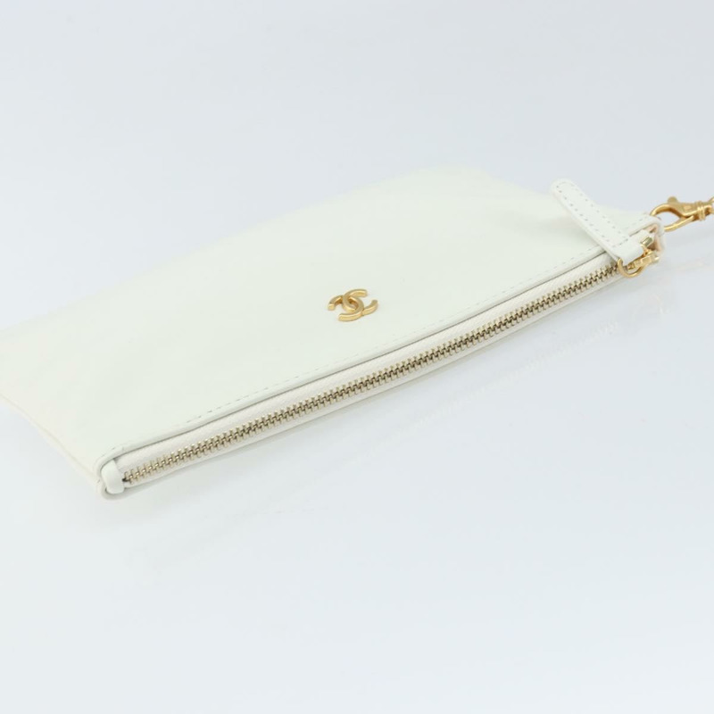 【日本直送】香奈兒 Chanel 22 小號鏈條包 小牛皮 白色 金色 CC 標誌 正品 BA10321SAM-25