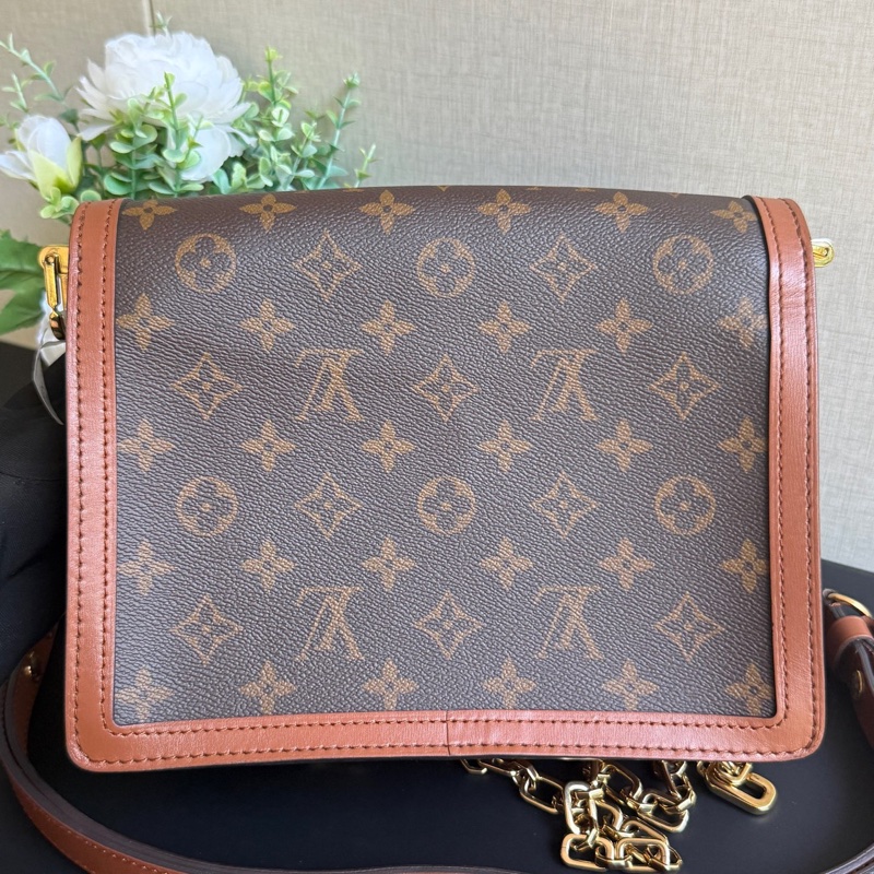 LV 達芙妮Daphine中號 拼色老花 雙肩帶鏈條包 銅牌內里 尺寸：25×18CM-1
