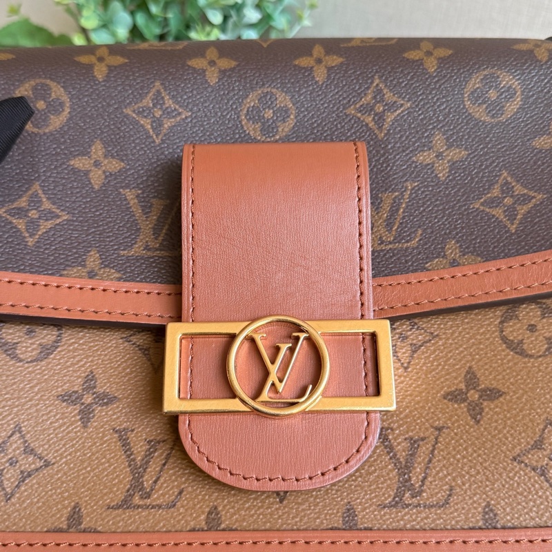 LV 達芙妮Daphine中號 拼色老花 雙肩帶鏈條包 銅牌內里 尺寸：25×18CM-4