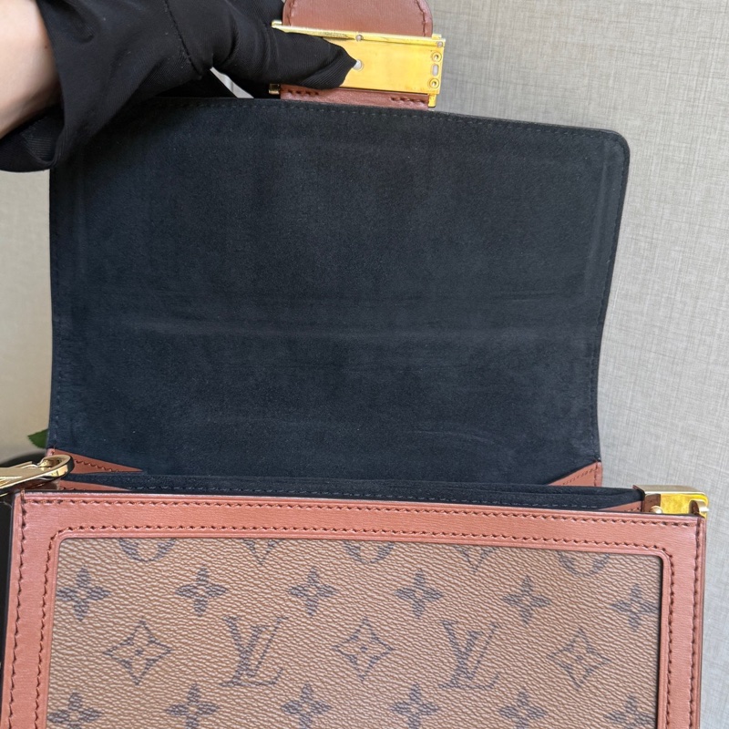LV 達芙妮Daphine中號 拼色老花 雙肩帶鏈條包 銅牌內里 尺寸：25×18CM-5