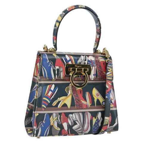 Salvatore Ferragamo Gancini 皮革雙肩包 多色 金色 正品 BA9972V