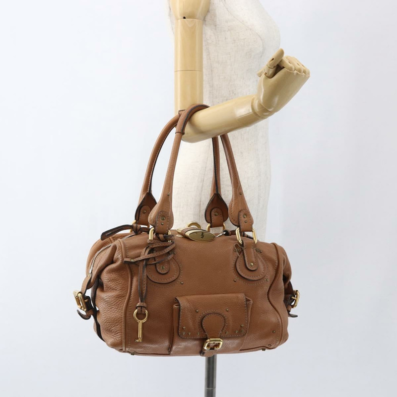 【日本直送】Chloe Paddington 手提包 皮革 棕色 金銀色 正品 BA9967V-25