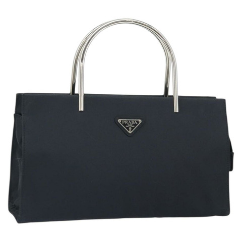 PRADA 手提包 尼龍 金屬 黑色 銀色 正品 149917V