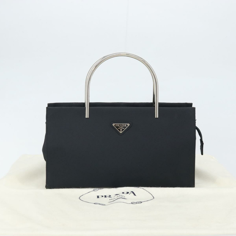 【日本直送】PRADA 手提包 尼龍 金屬 黑色 銀色 正品 149917V-11