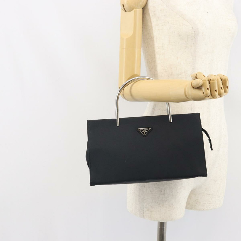 【日本直送】PRADA 手提包 尼龍 金屬 黑色 銀色 正品 149917V-22