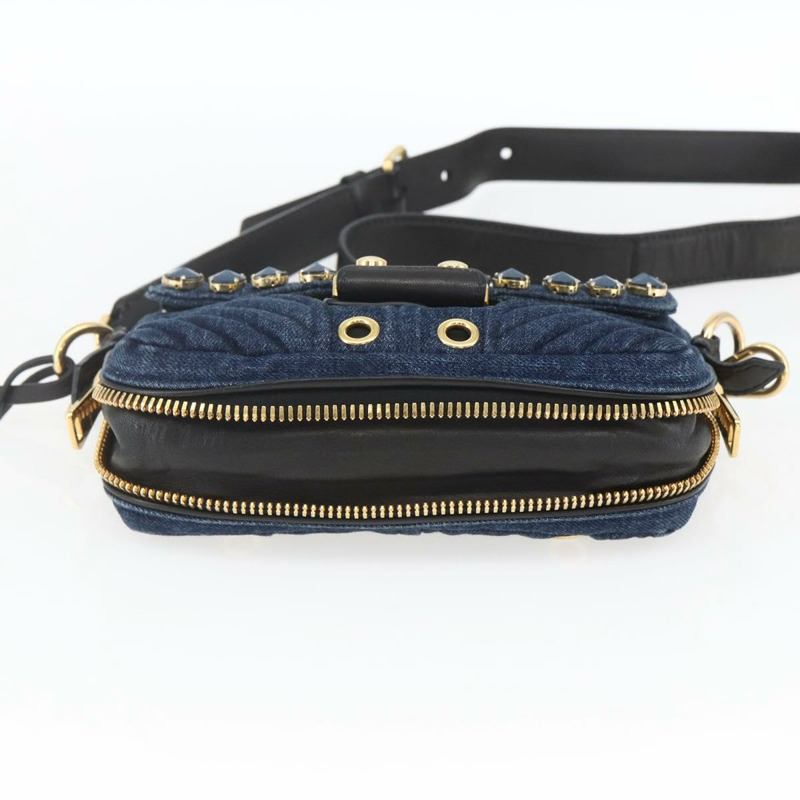 【日本直送】Miu Miu 單肩包 牛仔藍 金色 正品 ka1885SAV-4