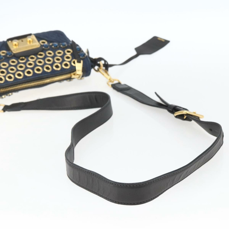 【日本直送】Miu Miu 單肩包 牛仔藍 金色 正品 ka1885SAV-6