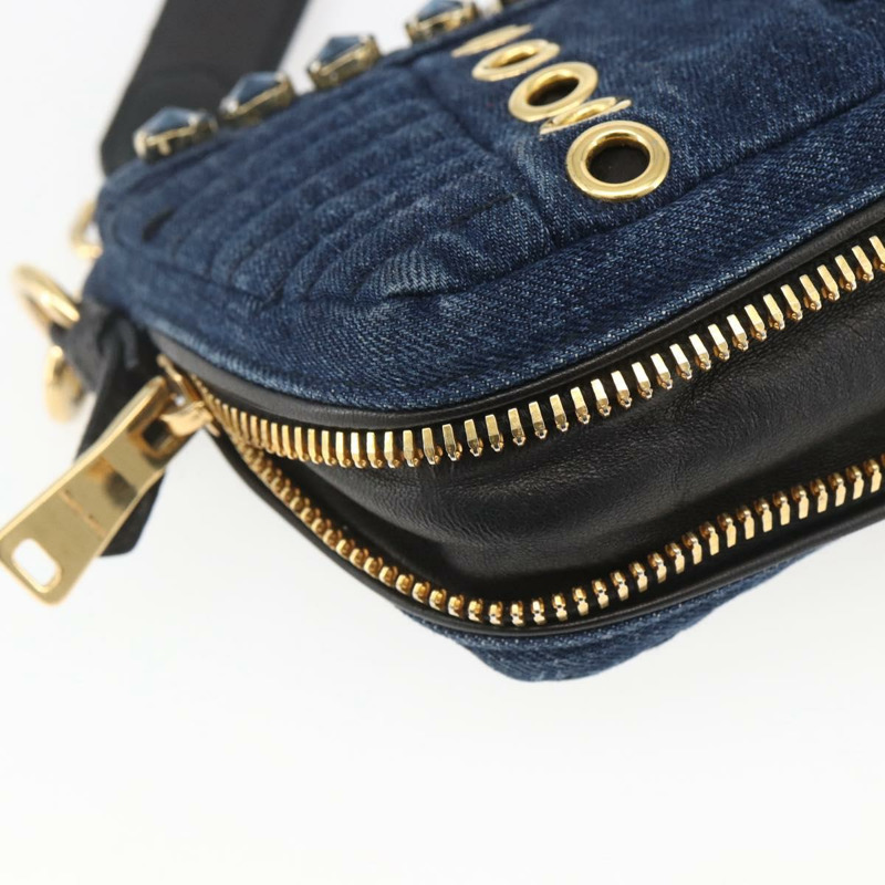 【日本直送】Miu Miu 單肩包 牛仔藍 金色 正品 ka1885SAV-7