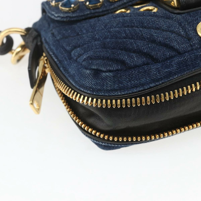 【日本直送】Miu Miu 單肩包 牛仔藍 金色 正品 ka1885SAV-15