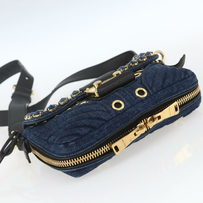 【日本直送】Miu Miu 單肩包 牛仔藍 金色 正品 ka1885SAV-17