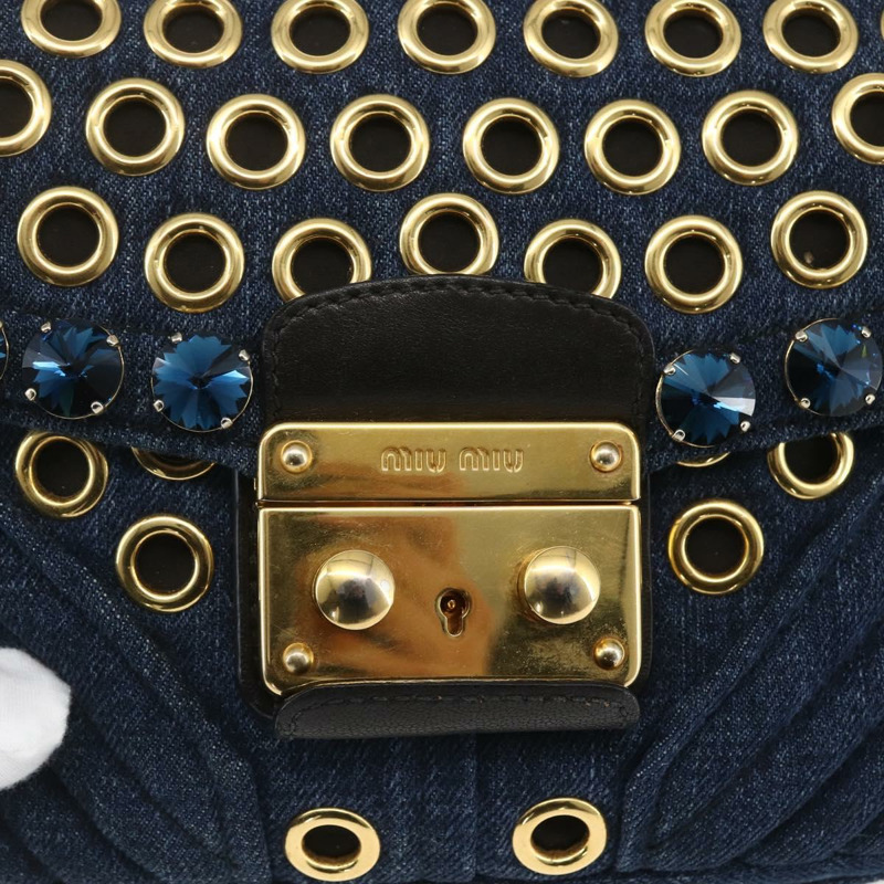 【日本直送】Miu Miu 單肩包 牛仔藍 金色 正品 ka1885SAV-19