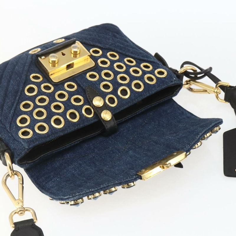 【日本直送】Miu Miu 單肩包 牛仔藍 金色 正品 ka1885SAV-21