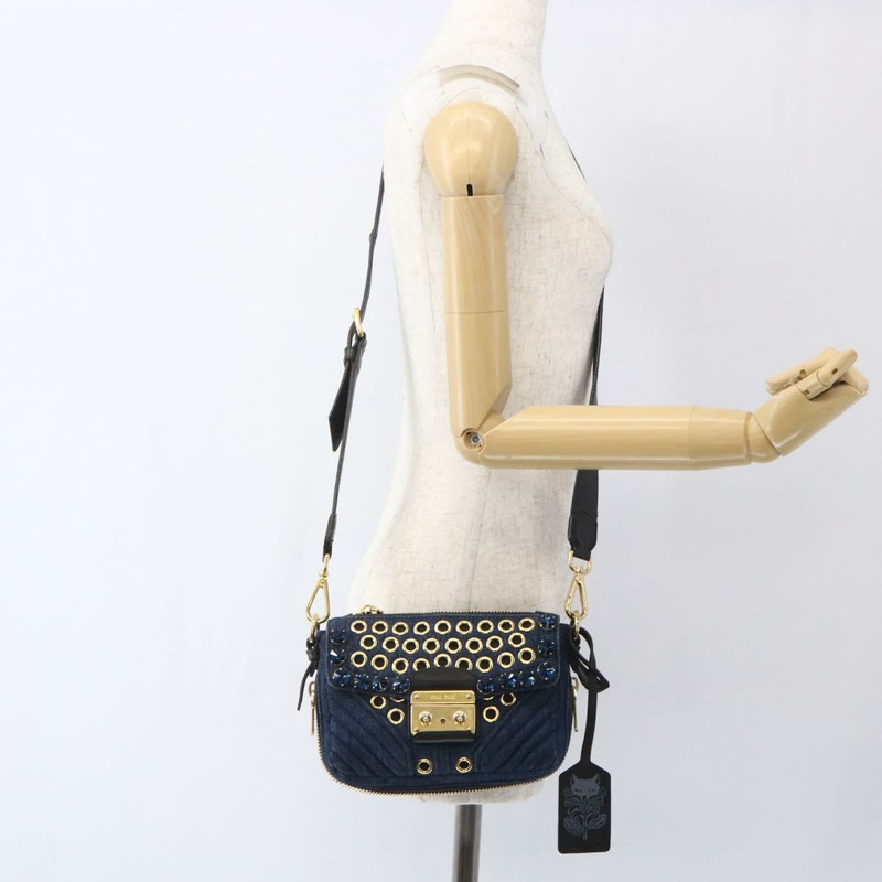 【日本直送】Miu Miu 單肩包 牛仔藍 金色 正品 ka1885SAV-29