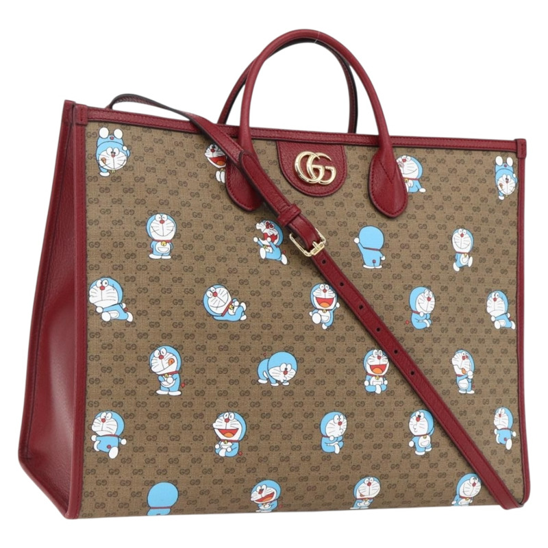 【日本直送】GUCCI GUCCI × Doraemon Micro GG Supreme Bag PVC 2way Beige 653952 Auth 149861SM-0
