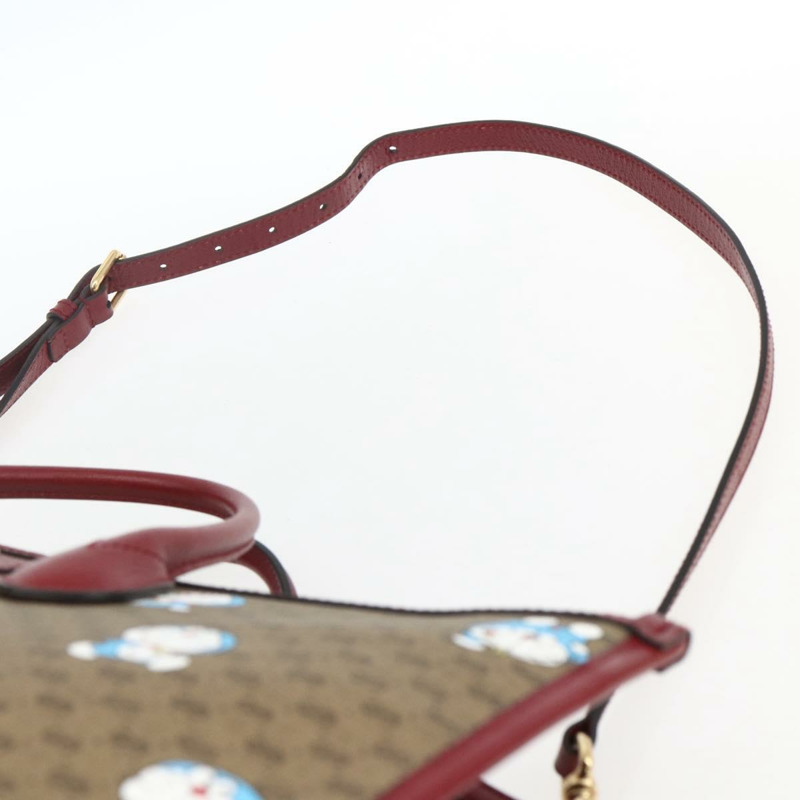 【日本直送】GUCCI GUCCI × Doraemon Micro GG Supreme Bag PVC 2way Beige 653952 Auth 149861SM-14