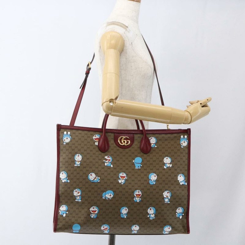 【日本直送】GUCCI GUCCI × Doraemon Micro GG Supreme Bag PVC 2way Beige 653952 Auth 149861SM-23