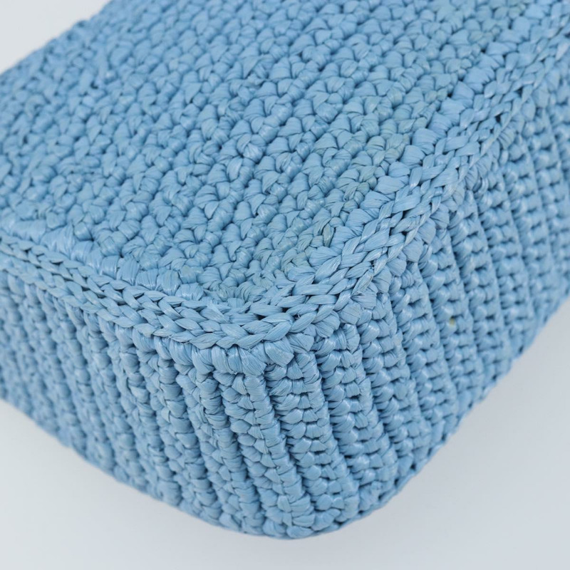 【日本直送】PRADA 拉菲草編織肩包，淺藍色金色，正品 159836SAM-16