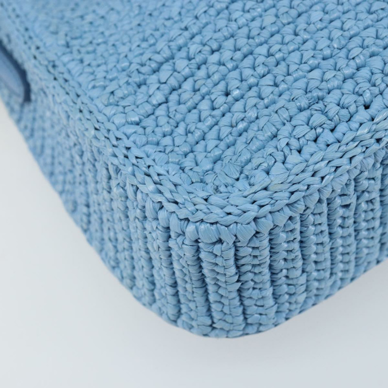 【日本直送】PRADA 拉菲草編織肩包，淺藍色金色，正品 159836SAM-18