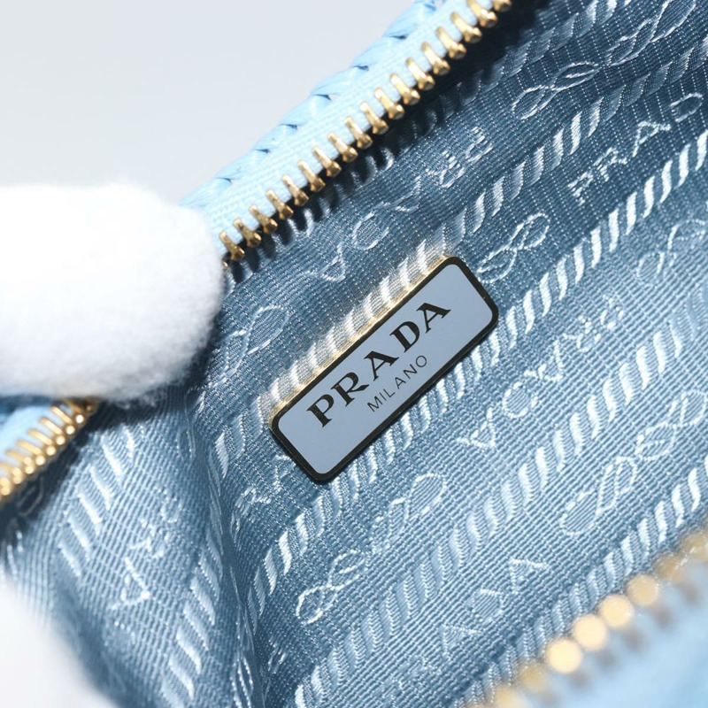 【日本直送】PRADA 拉菲草編織肩包，淺藍色金色，正品 159836SAM-22