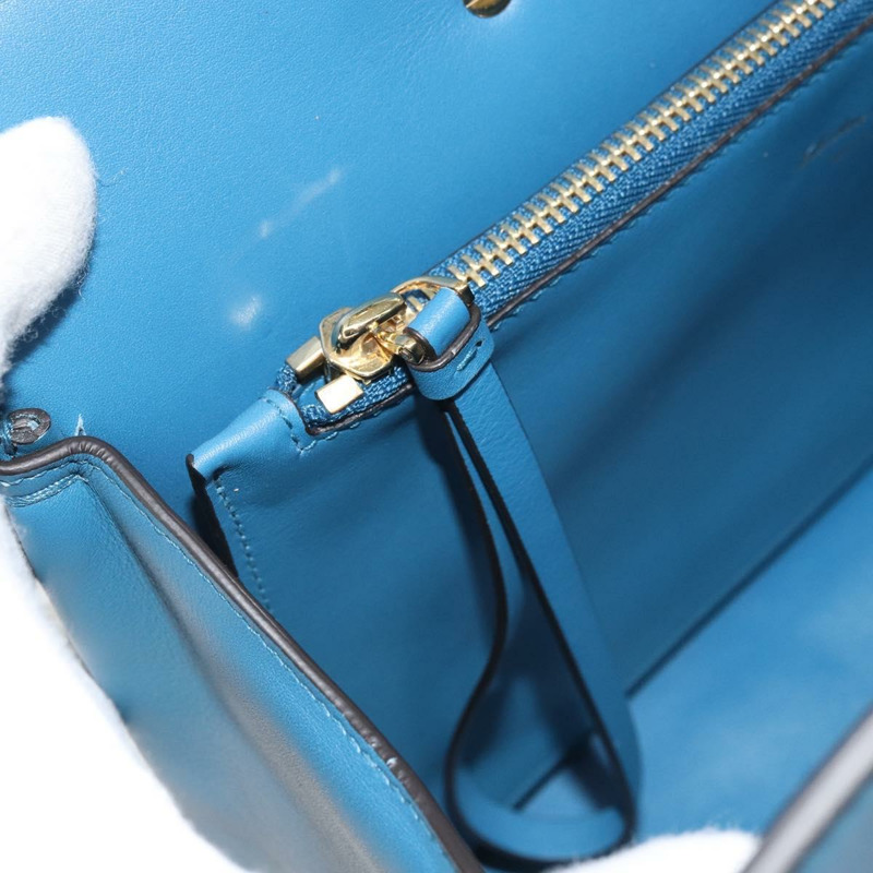 【日本直送】Salvatore Ferragamo Gancini Studio 手提包 皮革 2way 藍色金色 Auth 159829M-23