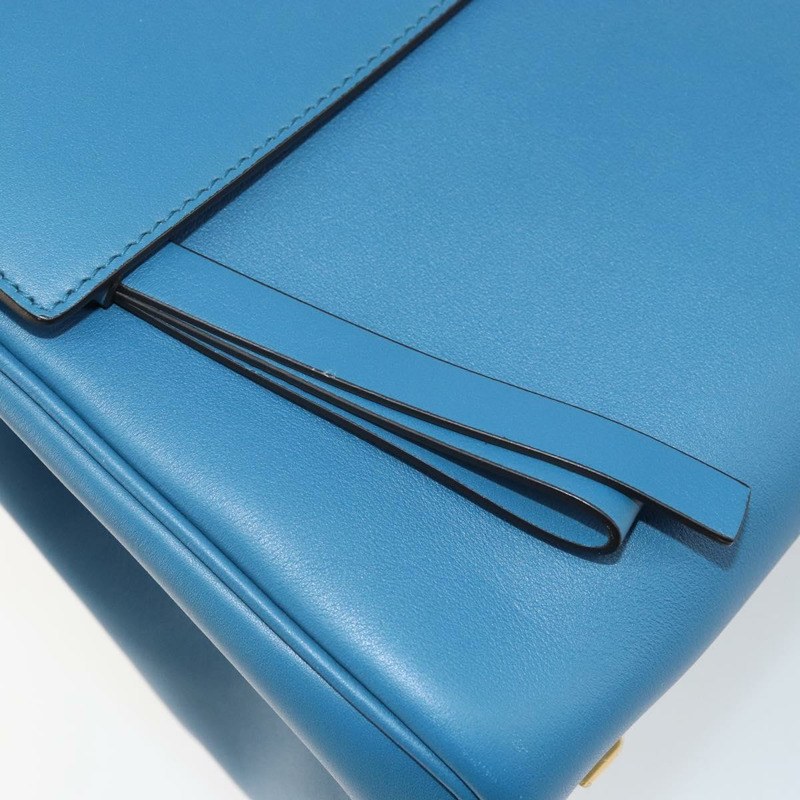 【日本直送】Salvatore Ferragamo Gancini Studio 手提包 皮革 2way 藍色金色 Auth 159829M-27
