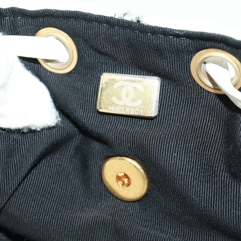 【日本直送】香奈兒斜紋軟呢雙肩包，金色白色，CC標誌，貨號169198SM-10