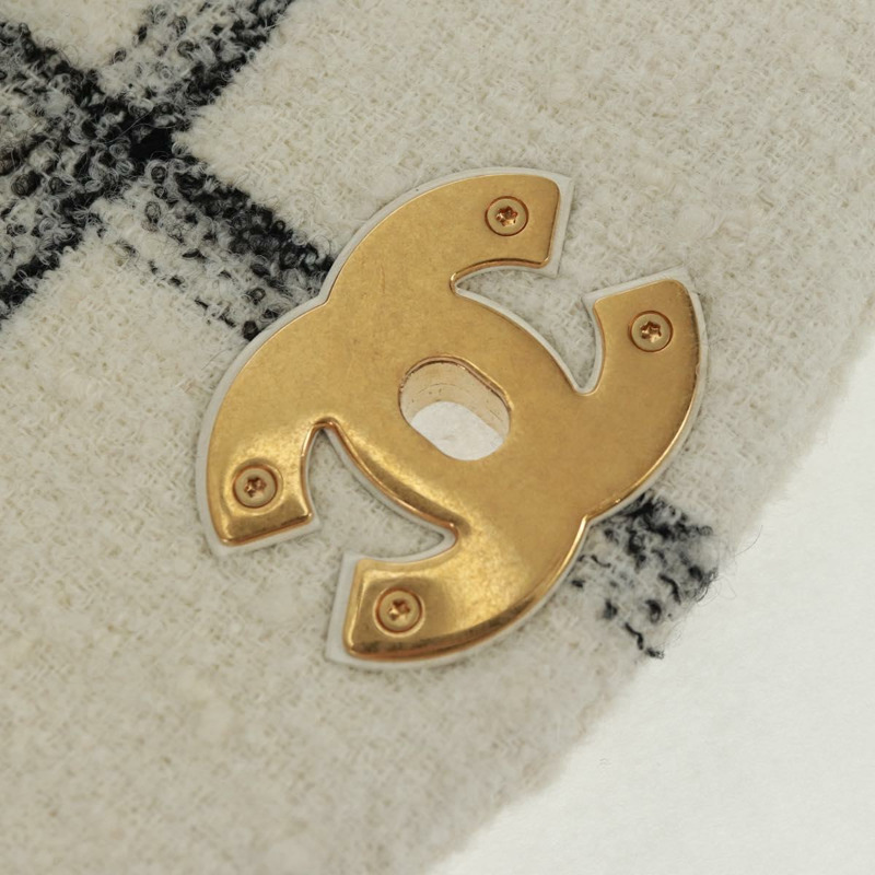 【日本直送】香奈兒斜紋軟呢雙肩包，金色白色，CC標誌，貨號169198SM-24