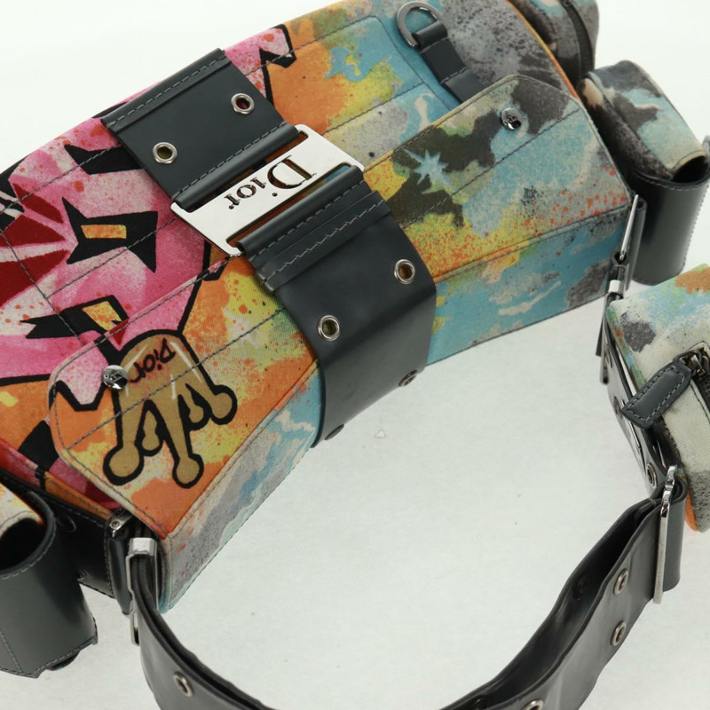 【日本直送】Christian Dior John Galliano 2024春夏系列帆布多色銀色手提包，貨號169197SM-5