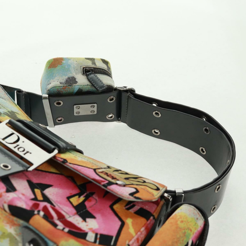 【日本直送】Christian Dior John Galliano 2024春夏系列帆布多色銀色手提包，貨號169197SM-7