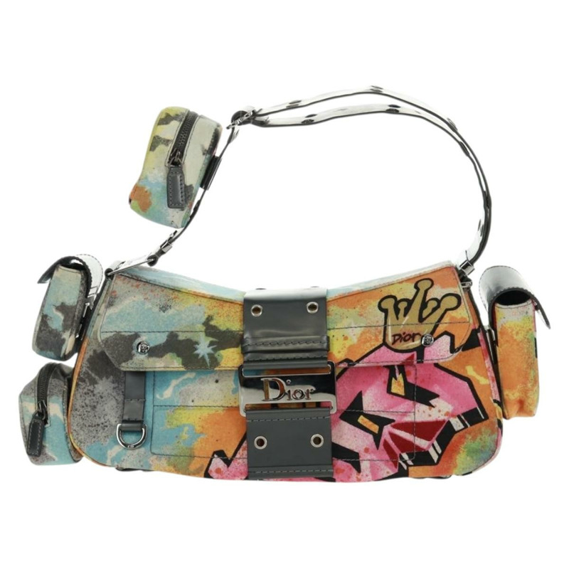 【日本直送】Christian Dior John Galliano 2024春夏系列帆布多色銀色手提包，貨號169197SM-12